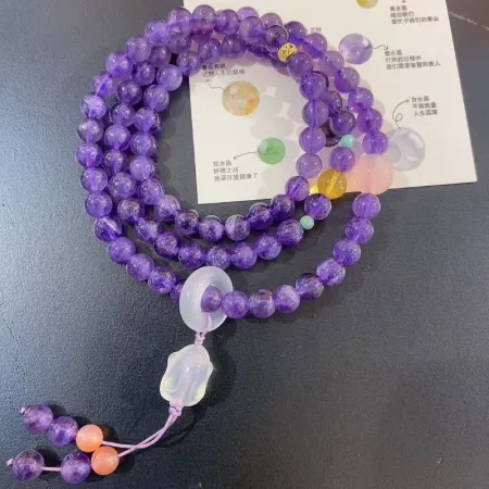 New Chinese-style natural 6MM amethyst bracelet, female gourd coin lucky crystal bracelet, wholesale gift for best friend New Chinese-style natural 6MM amethyst bracelet, female gourd coin lucky crystal bracelet, wholesale gift for best friend